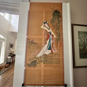 Vintage Elegant Asian Wall Scroll with Multicolor Design